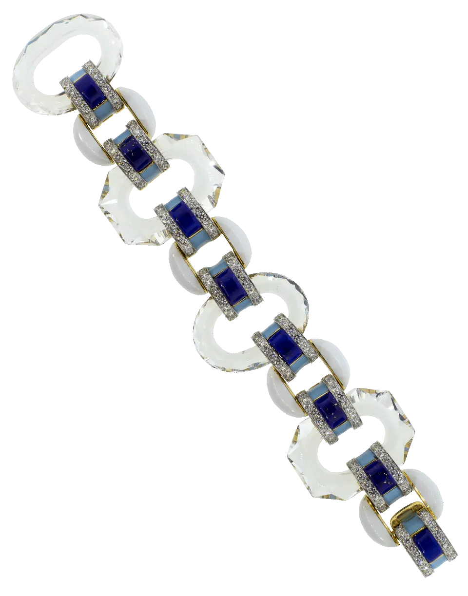 White Enamel Lapis Diamond Bracelet