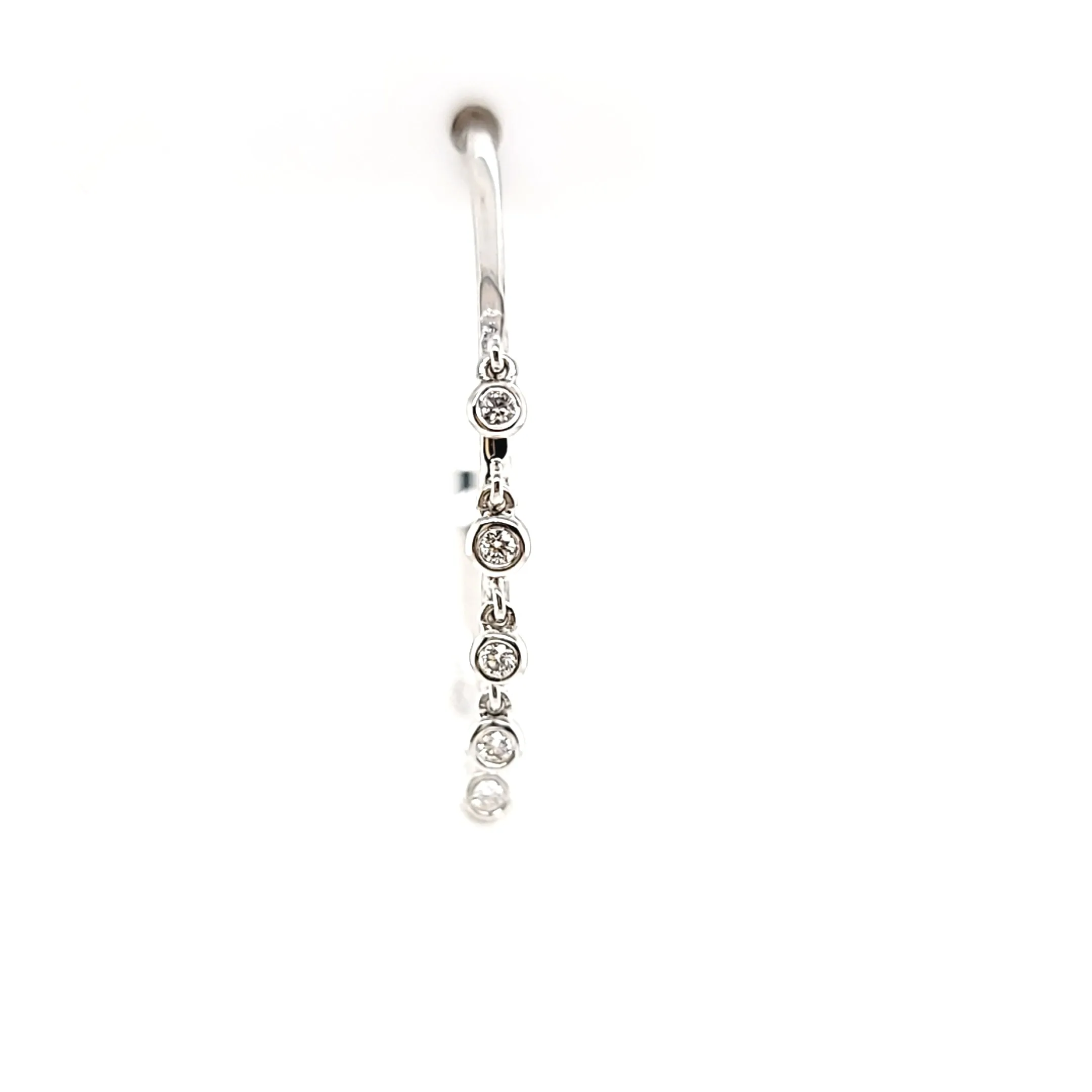 White Gold Bezel Diamond Dangle Hoop Earrings (I6553)