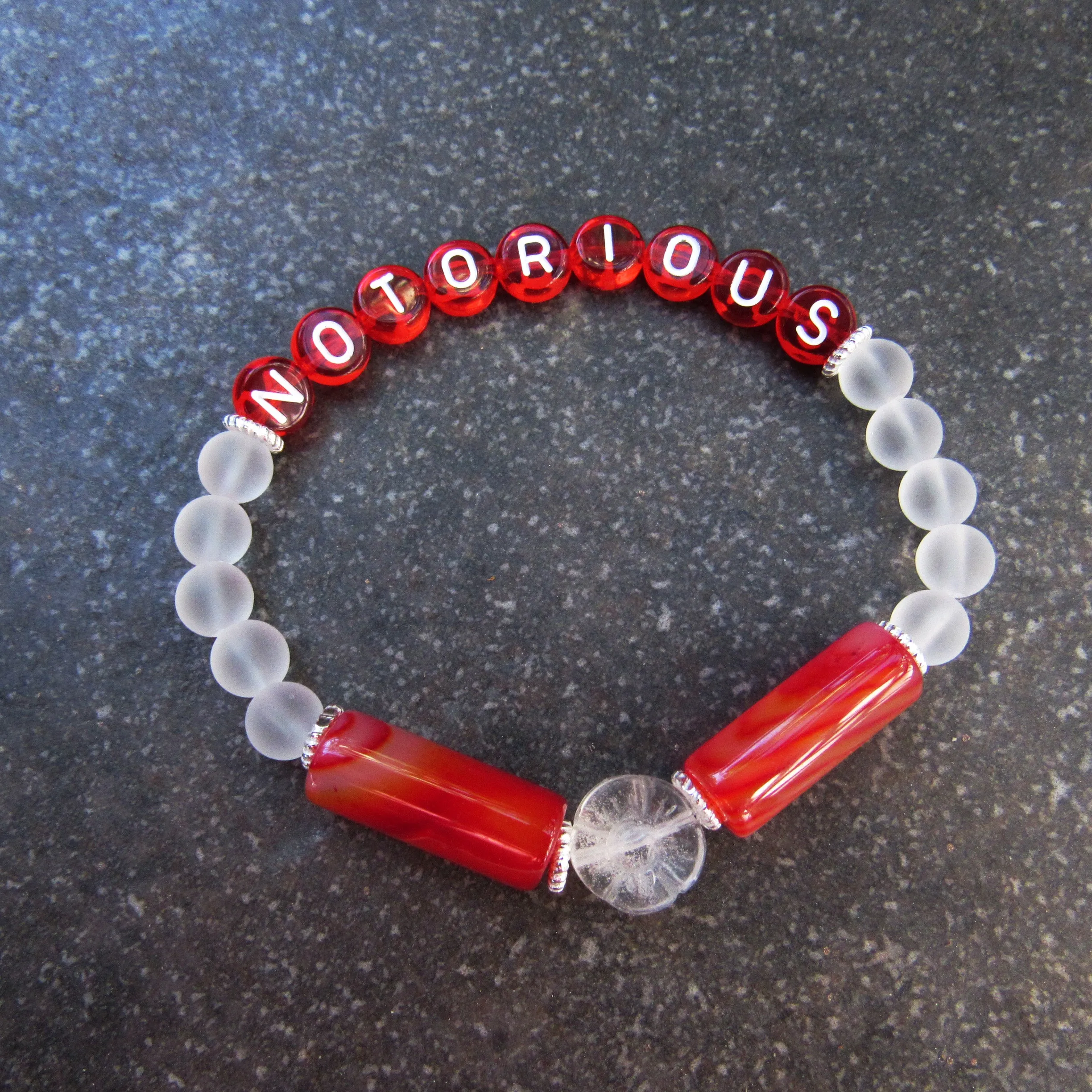 Women's Gemstone "NOTORIOUS" stretch bracelet