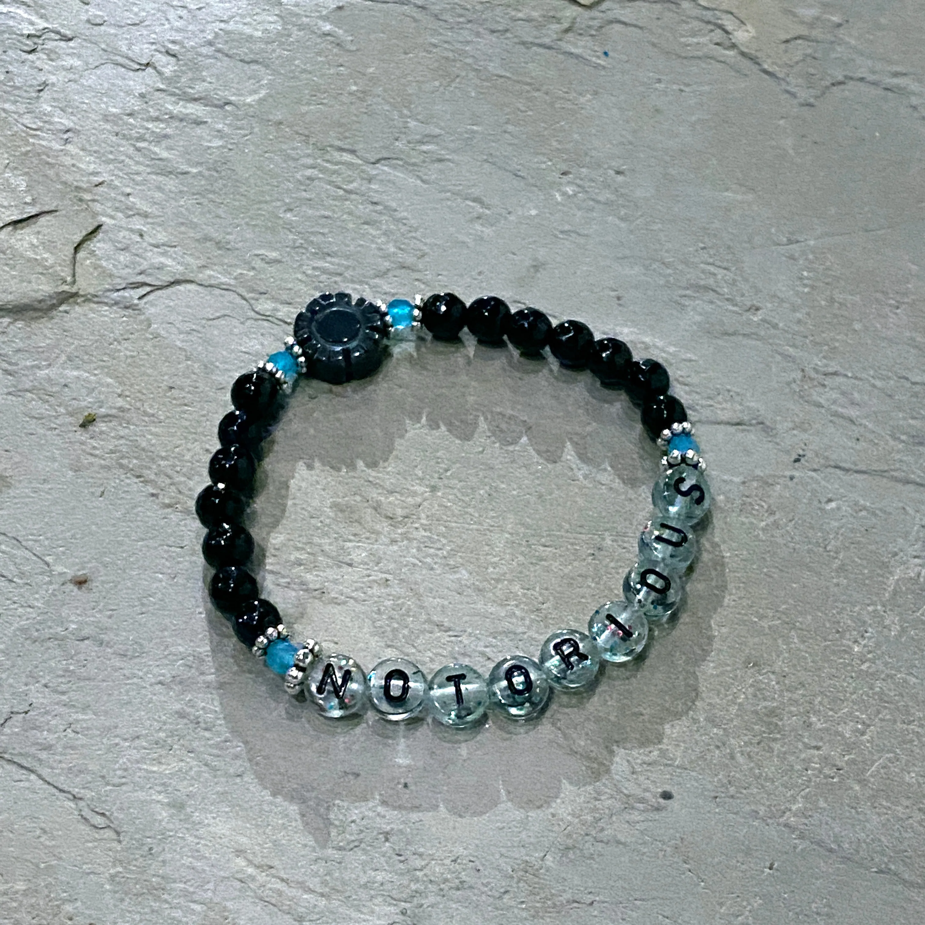 Women's Gemstone "NOTORIOUS" stretch bracelet