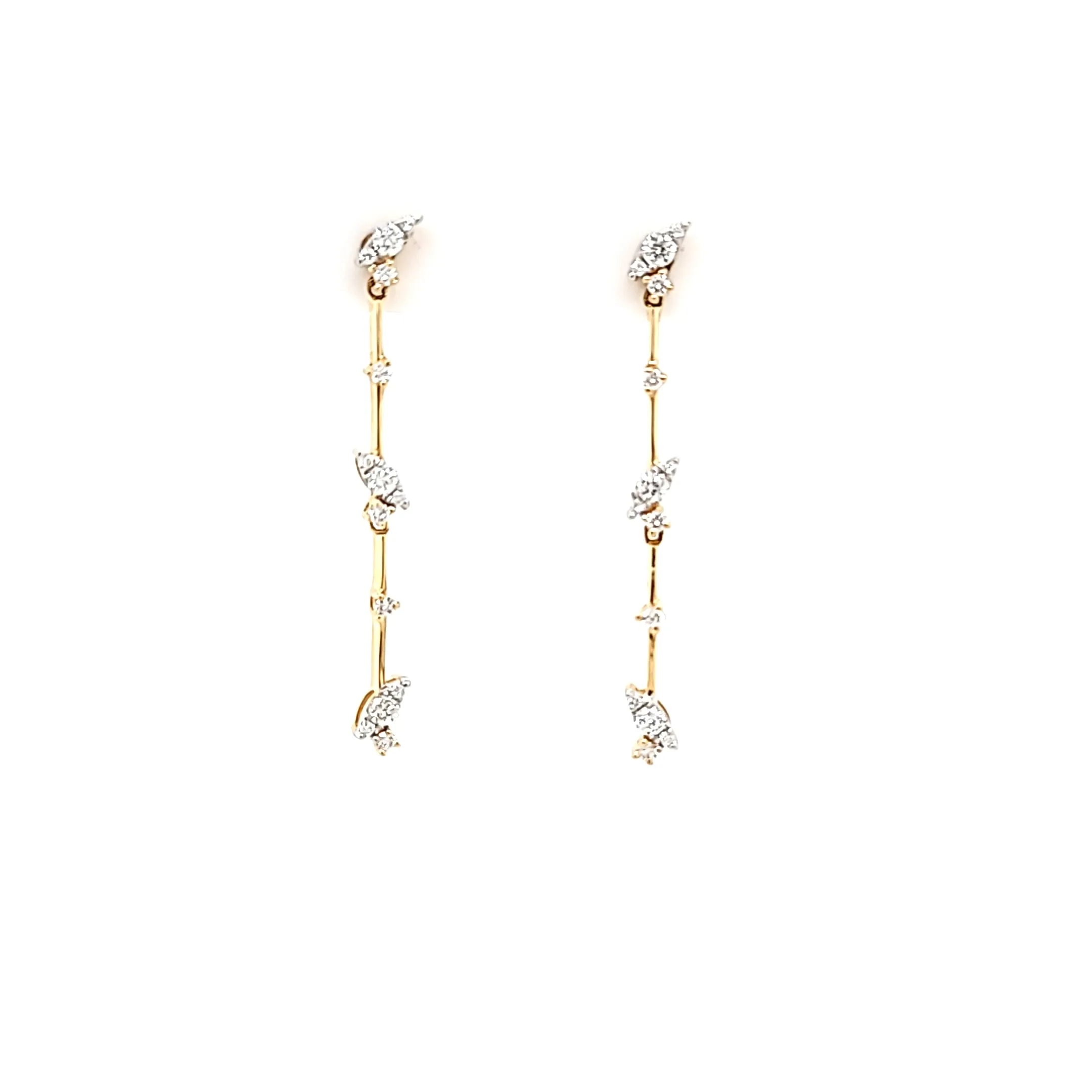 Yellow Gold Diamond Marquise Pod Dangle Earrings (I7832)