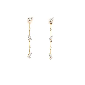 Yellow Gold Diamond Marquise Pod Dangle Earrings (I7832)