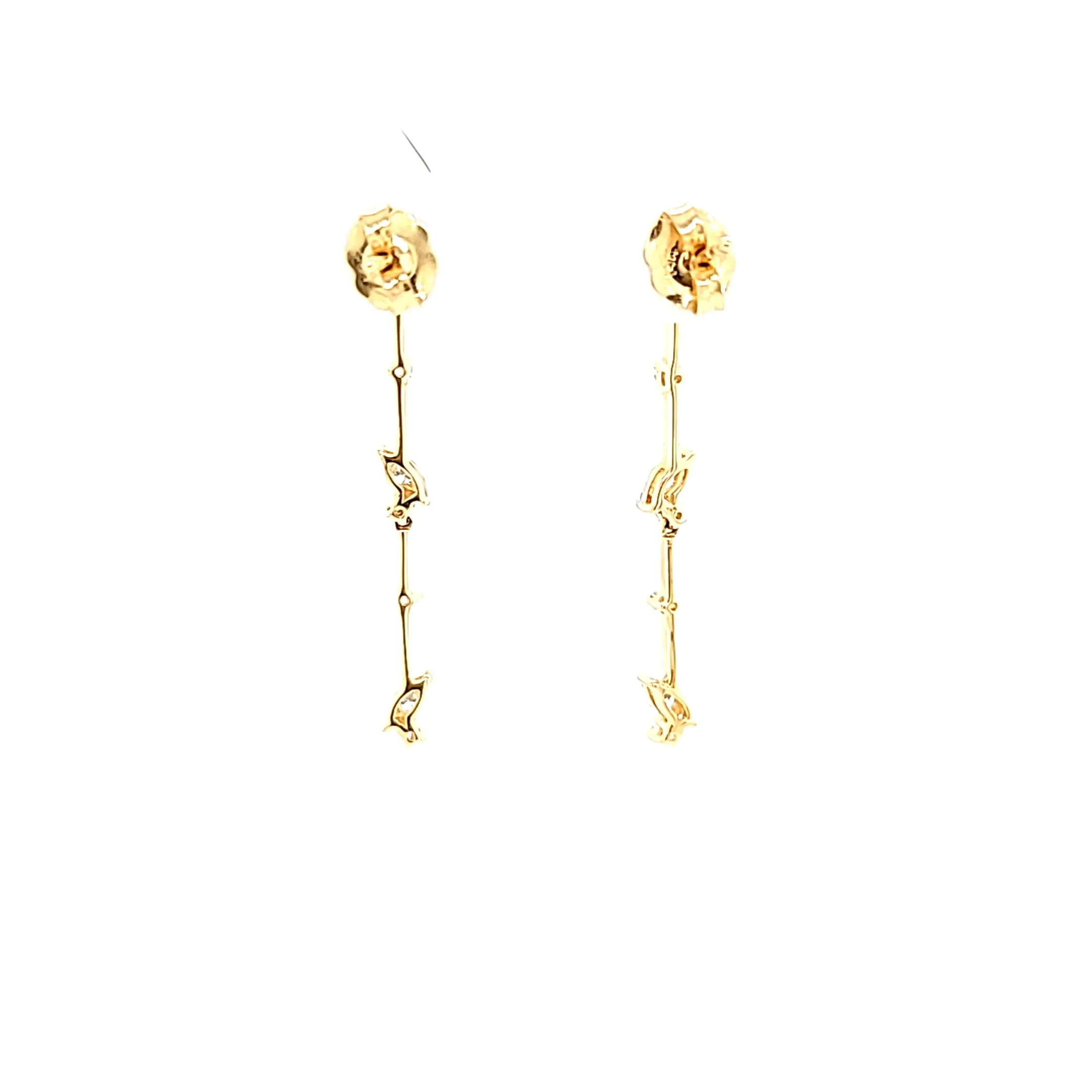 Yellow Gold Diamond Marquise Pod Dangle Earrings (I7832)