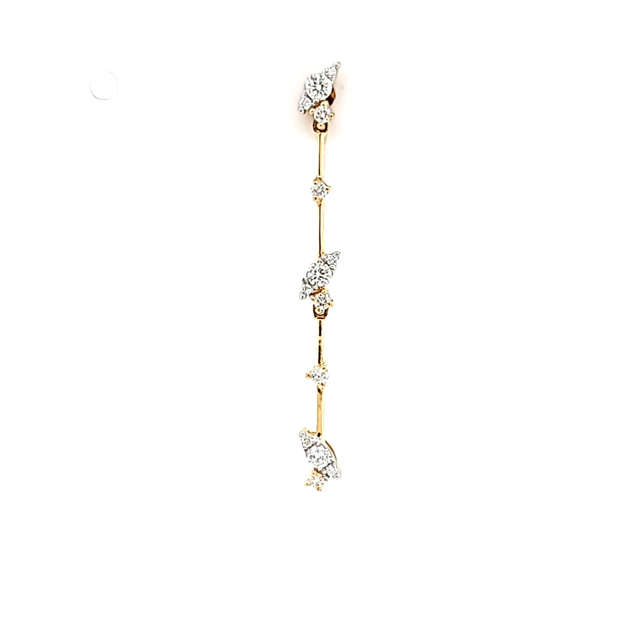 Yellow Gold Diamond Marquise Pod Dangle Earrings (I7832)