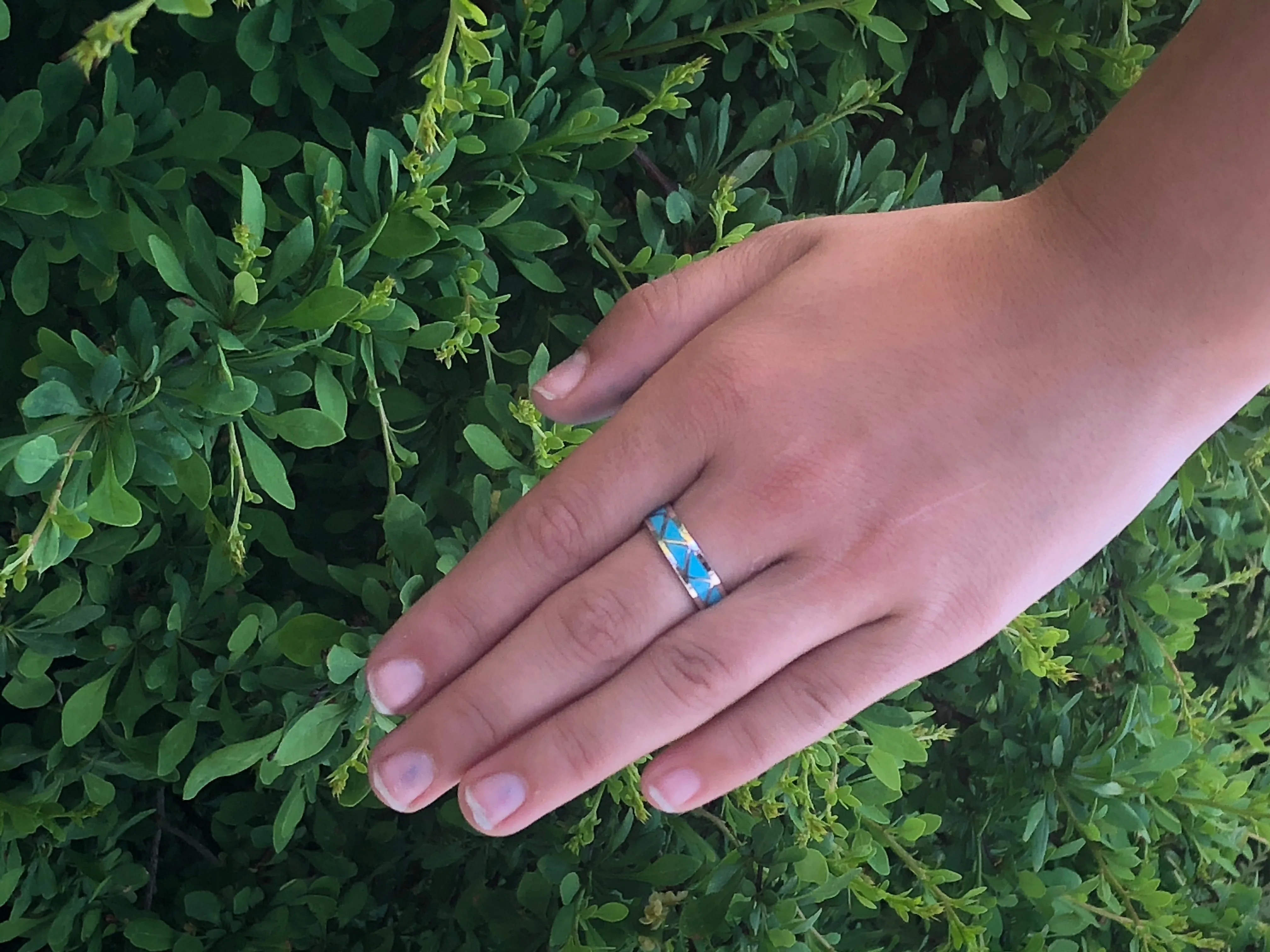 Zigzag Turquoise Navajo inlay ring